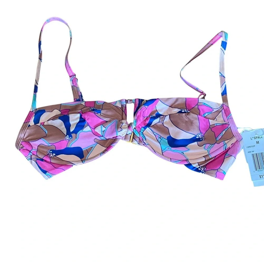 L*Space Rose Bikini Sundazed‎ Floral Triangle Top NWT M
